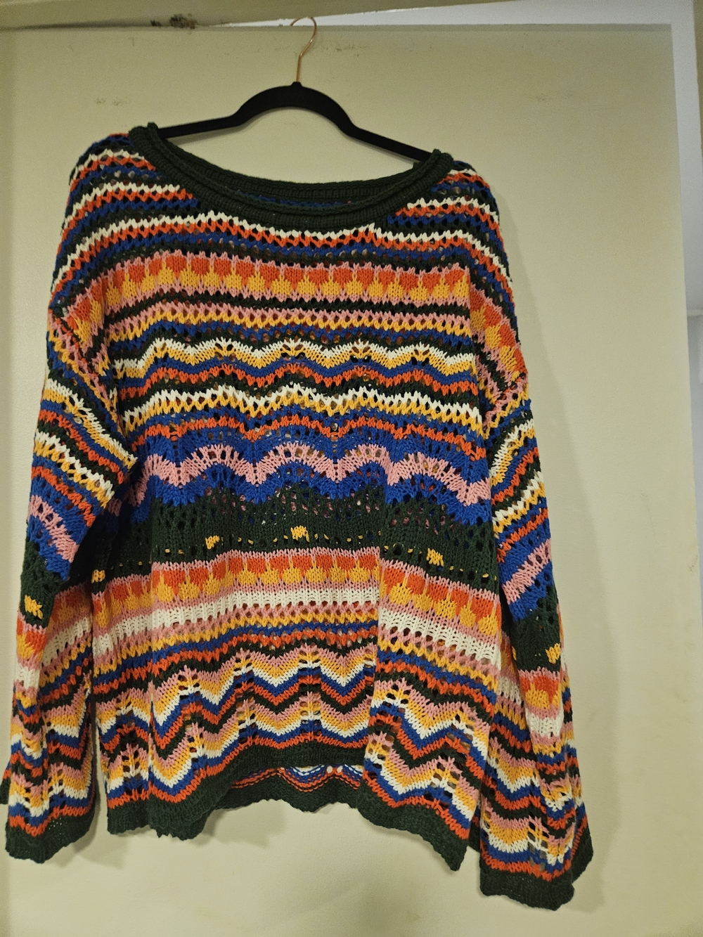 Multicolor Open-Knit Wave Stripe Sweater - Women